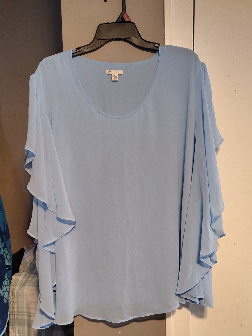 Cato Light Blue Ruffle Sleeve Blouse 22/24w